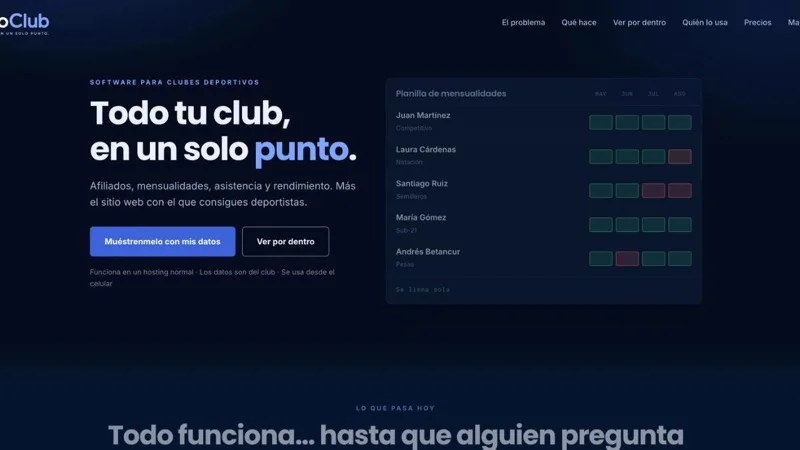 PuntoClub — software de gestión para clubes deportivos